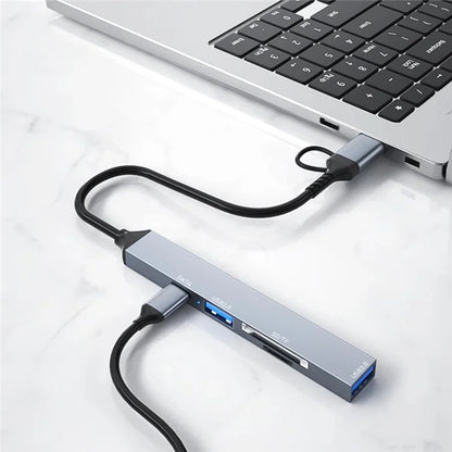 ADS-806D Type-C+USB to USB 3.0 Hub SD / TF Card Reader Multi-Function Docking Station