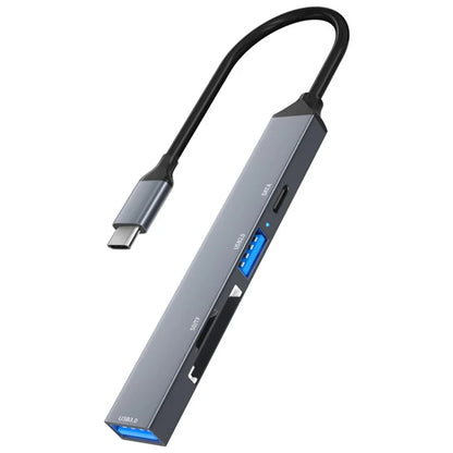 ADS-806C Type-C Hub Expansion Converter to USB-C+USB 2.0+USB 3.0+2 Card Reader Slots