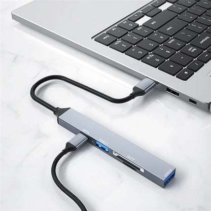 ADS-806C Type-C Hub Expansion Converter to USB-C+USB 2.0+USB 3.0+2 Card Reader Slots