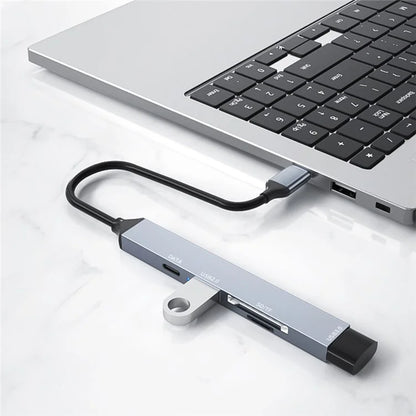 ADS-806C Type-C Hub Expansion Converter to USB-C+USB 2.0+USB 3.0+2 Card Reader Slots