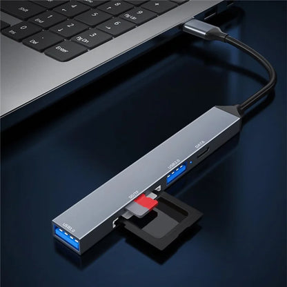 ADS-806C Type-C Hub Expansion Converter to USB-C+USB 2.0+USB 3.0+2 Card Reader Slots