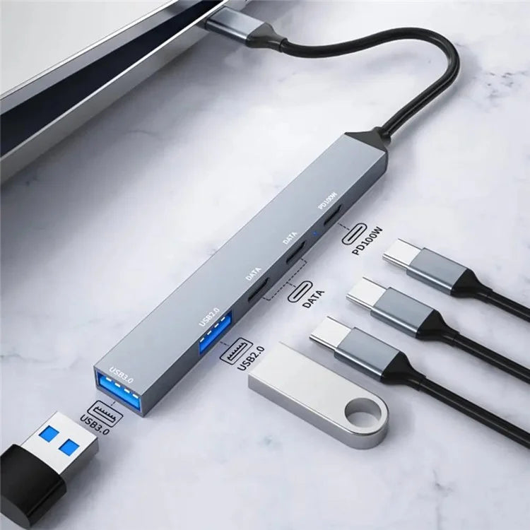 ADS-809 5-Port Type-C Expansion Hub USB 3.0 / 2.0 Converter Support PD 100W Fast Charging