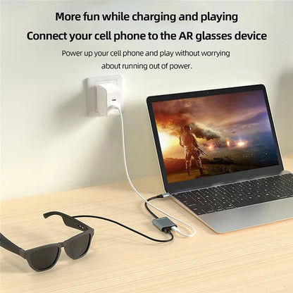 HC443 USB-C Hub PD100W Data Transfer Adapter for AR Glasses / Mobile Phone / Tablet