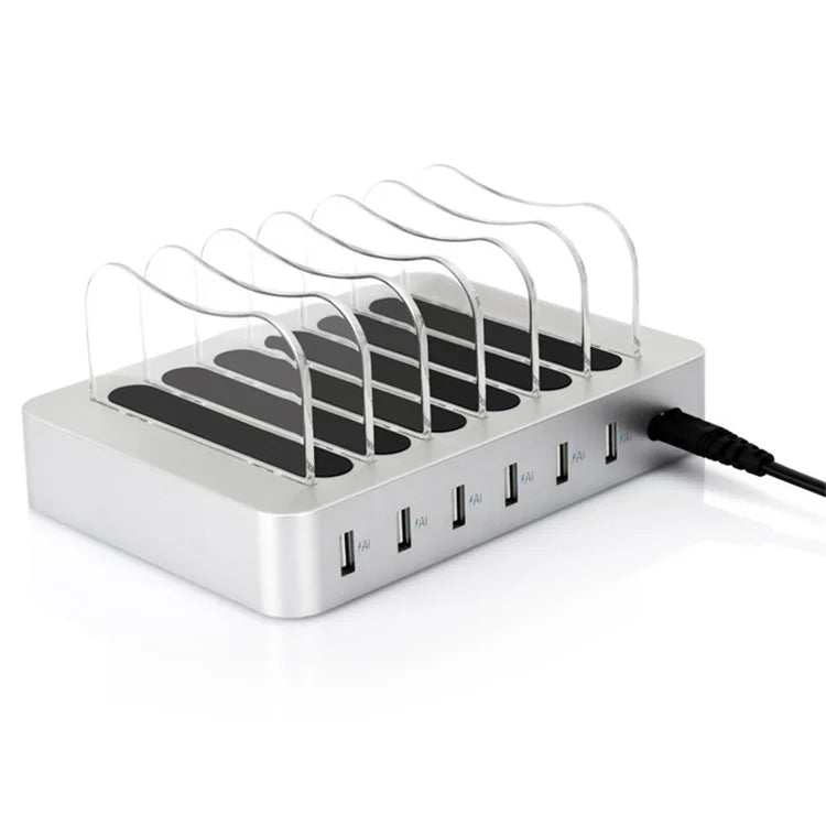 MIQ-101 50W Charging Station 6 USB Ports Desktop Charger with Detachable Baffle