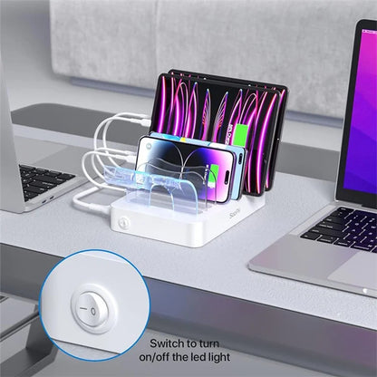 MIQ-101 50W Charging Station 6 USB Ports Desktop Charger with Detachable Baffle