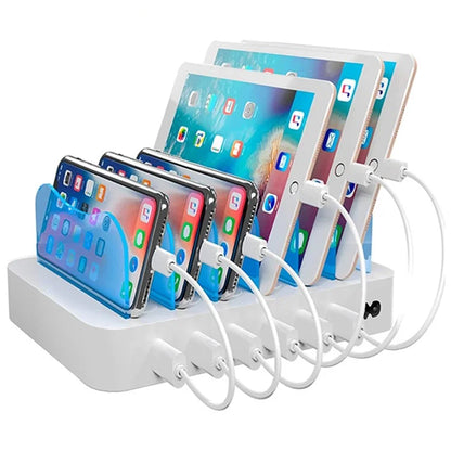 MIQ-101 50W Charging Station 6 USB Ports Desktop Charger with Detachable Baffle
