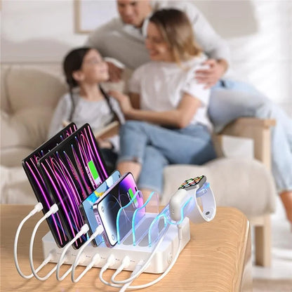 MIQ-101 50W Charging Station 6 USB Ports Desktop Charger with Detachable Baffle