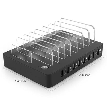 6Q QC3.0 Fast Charging Station 8 USB Ports Phone Tablet Desktop Charger with Bracket