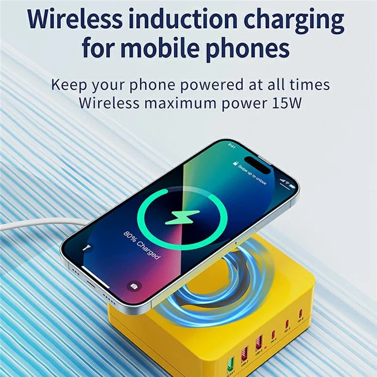 963L All in One 140W 6 Ports Charging Station with Wireless Charging for Phones / Tablet / Laptop