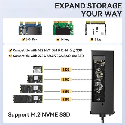 ESSAGER 6-in-1 Docking Station USB Hub Type-C to USB-C Charging + USB-C Data + 2xUSB3.2 + HD + Hard Disk Enclosure