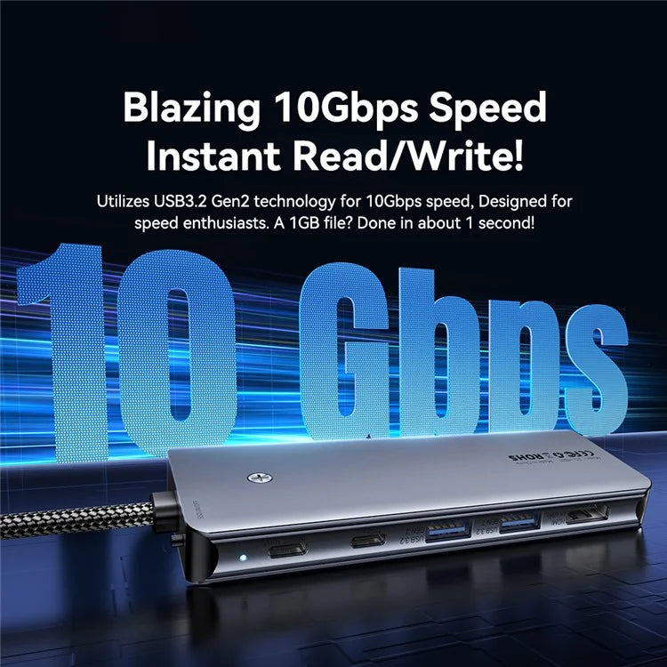 ESSAGER 6-in-1 Docking Station USB Hub Type-C to USB-C Charging + USB-C Data + 2xUSB3.2 + HD + Hard Disk Enclosure