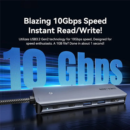 ESSAGER 6-in-1 Docking Station USB Hub Type-C to USB-C Charging + USB-C Data + 2xUSB3.2 + HD + Hard Disk Enclosure