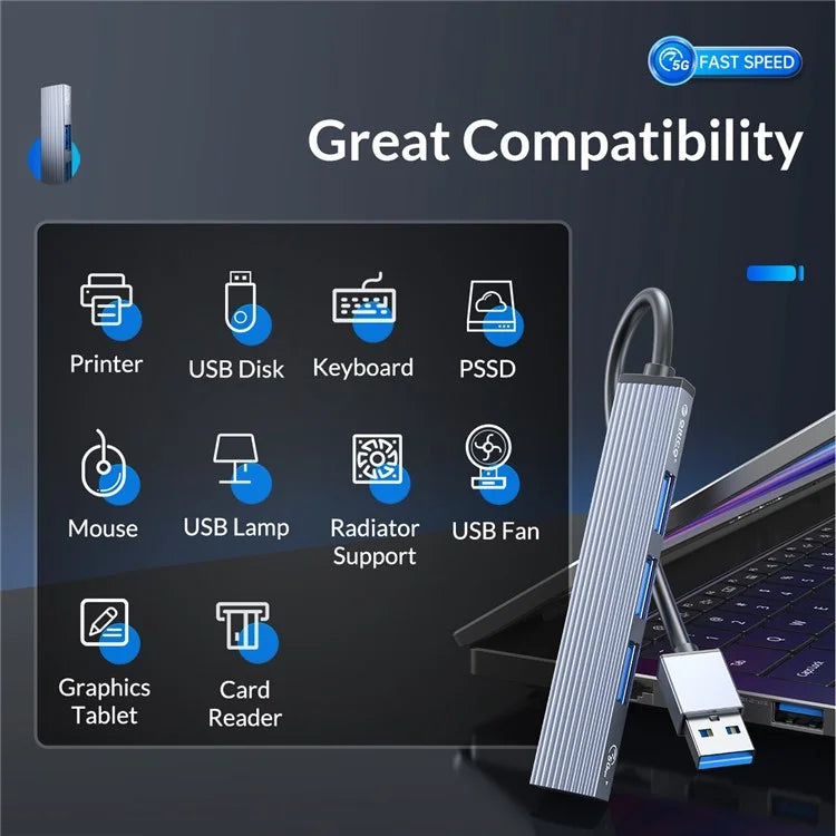 ORICO AH-A13 1*USB 3.0 + 3*USB 2.0 HUB 4 Port Aluminum Alloy USB Splitter for Macbook Pro PC Computer