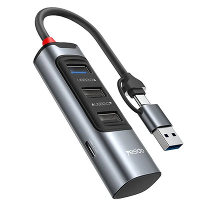 YESIDO HB19 USB + Type C Hub Adapter Converter to USB 3.0 + 2xUSB 2.0 + PD 2.0 USB-C