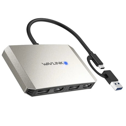 WAVLINK WL-UG69DH2 USB+Type-C to Dual 4K HD DisplayPort Dual Monitor Adapter Splitter