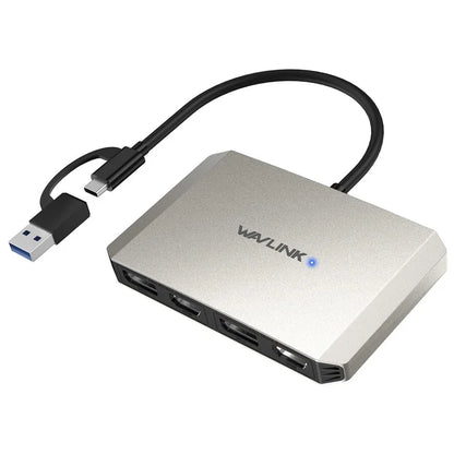 WAVLINK WL-UG69DH2 USB+Type-C to Dual 4K HD DisplayPort Dual Monitor Adapter Splitter