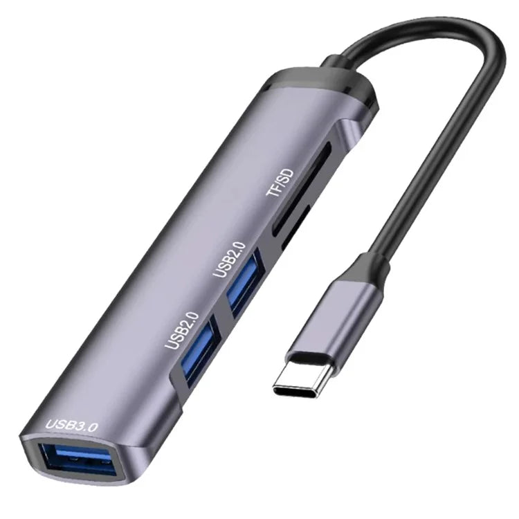 T505 Docking Station Type-C to USB2.0x2 + USB3.0 + TF / SD Slots USB Hub Laptop Phone Adapter