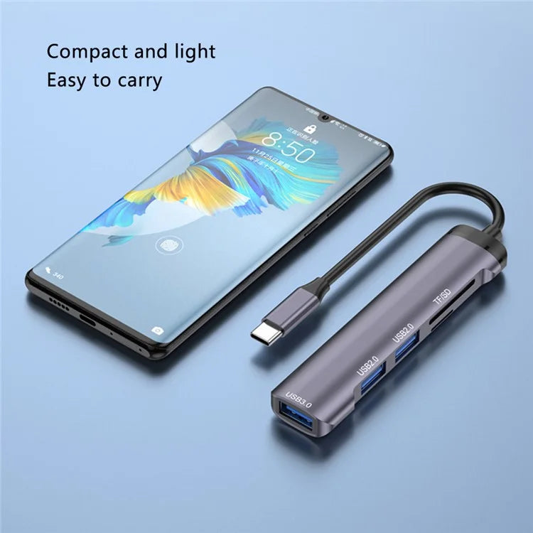 T505 Docking Station Type-C to USB2.0x2 + USB3.0 + TF / SD Slots USB Hub Laptop Phone Adapter