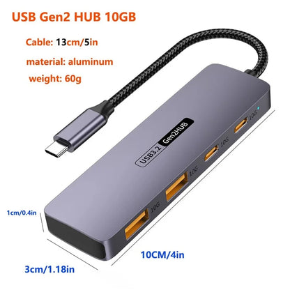 T-508 4-in-1 Type-C Docking Station for Notebook, Tablet, Smartphone Splitter Converter USB 3.2 Hub