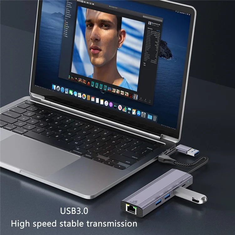T513 Docking Station USB / Type-C to USB3.0x3+USB-C+Gigabit Laptop Adapter