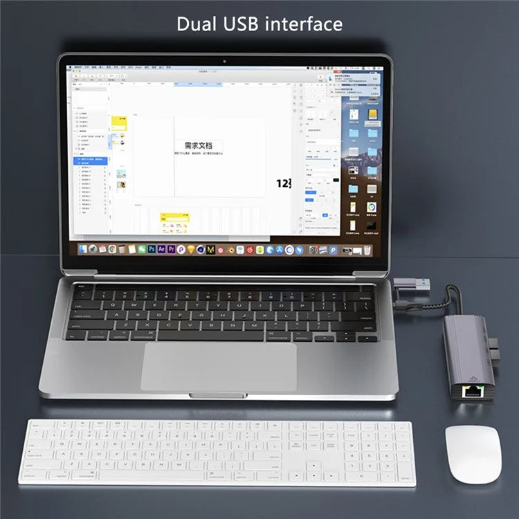 T513 Docking Station USB / Type-C to USB3.0x3+USB-C+Gigabit Laptop Adapter