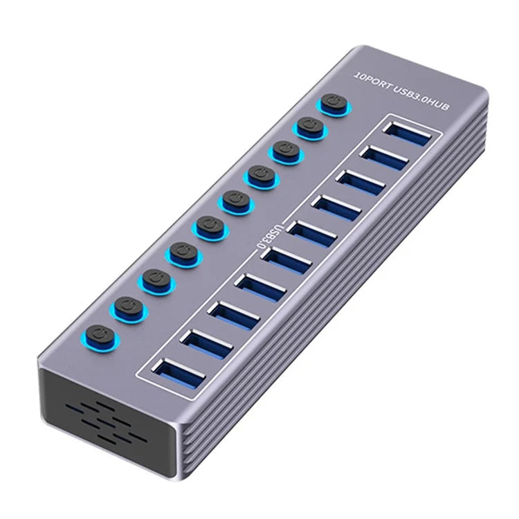 U310 10-In-1 USB 3.0 Extension Hub Expander USB Power Charging Station with Individual Switch+Light