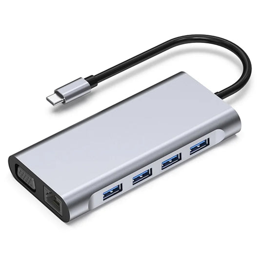 2110 11-in-1 Type-C Docking Station 4K*2K@30Hz Multi-Port Hub USB Data Reading Card Slots Adapter