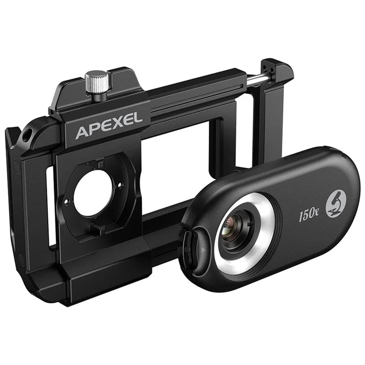 APEXEL APL-MS150 Mobile Phone Holder Clip 150x Magnification Microscope with CPL Filter
