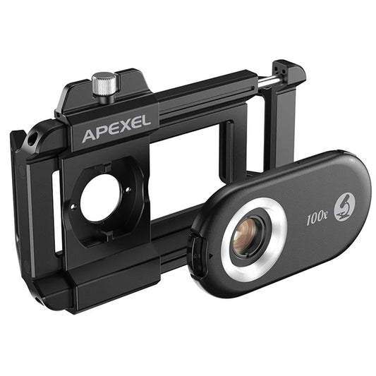 APEXEL APL-MS100 Mobile Phone Holder Clip 100x Magnification Microscope with CPL Filter