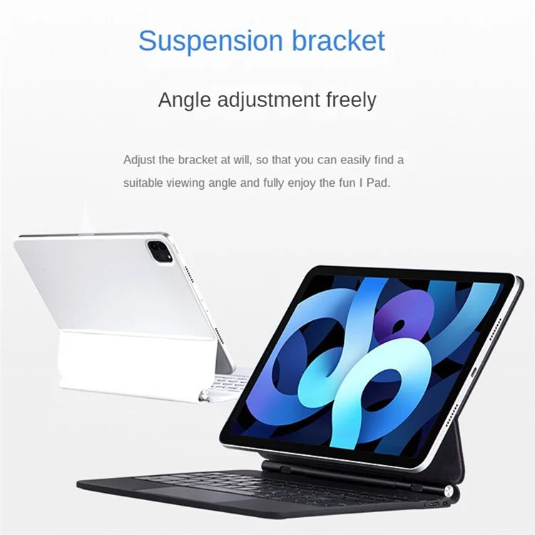 X7 For iPad Pro 11 (2024) M4 Magnetic Suspension Bluetooth Keyboard Leather Case with Backlight