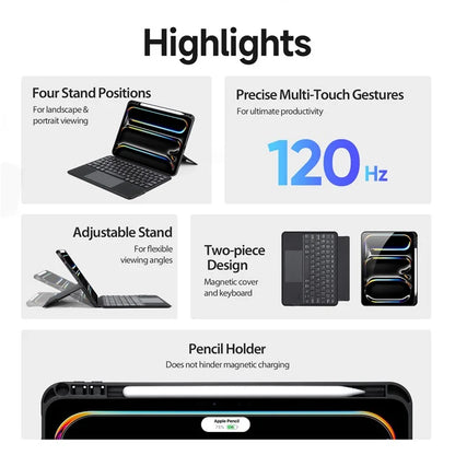 DUX DUCIS For iPad Pro 11 (2024) Case Detachable Touchpad Bluetooth Keyboard Tablet Leather Cover