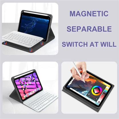 For iPad mini (2021) Detachable Magnetic Bluetooth Keyboard Tablet Stand Case with Pencil Holder and Backlit