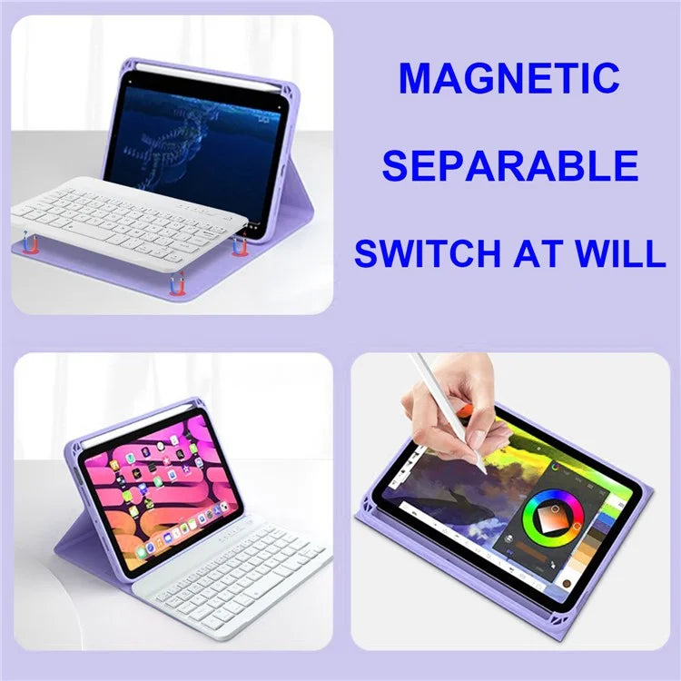 For iPad mini (2021) Detachable Magnetic Bluetooth Keyboard Tablet Stand Case with Pencil Holder and Backlit