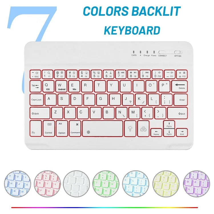 For iPad mini (2021) Detachable Magnetic Bluetooth Keyboard Tablet Stand Case with Pencil Holder and Backlit