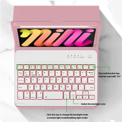 For iPad mini (2021) Detachable Magnetic Bluetooth Keyboard Tablet Stand Case with Pencil Holder and Backlit