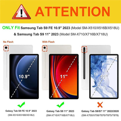 For Samsung Galaxy Tab S9 / S9 FE Detachable Bluetooth Keyboard Leather Cover with S Pen Holder