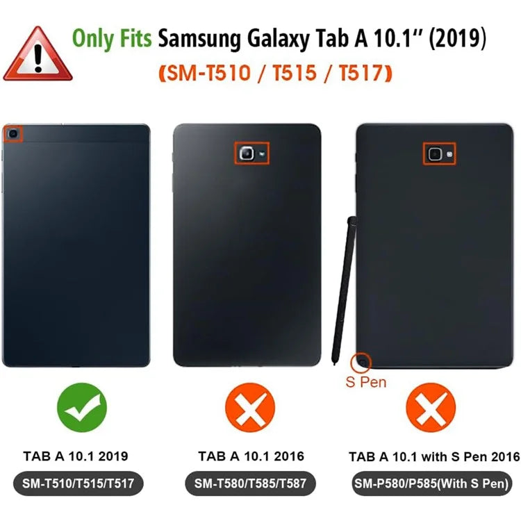 For Samsung Galaxy Tab A 10.1 (2019) Detachable Bluetooth Keyboard Leather Cover with S Pen Holder