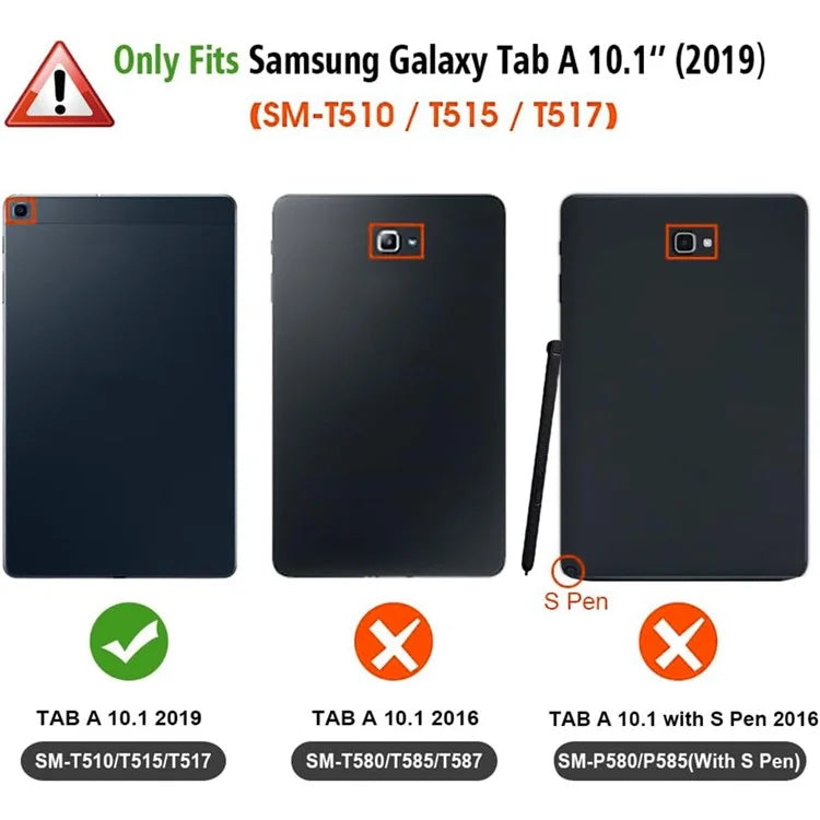 For Samsung Galaxy Tab A 10.1 (2019) Detachable Bluetooth Keyboard Leather Cover with S Pen Holder