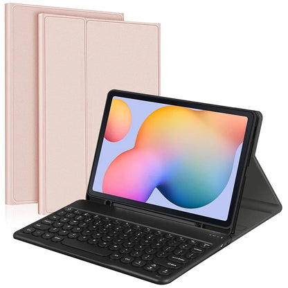 For Samsung Galaxy Tab S7+ / S7 FE / S8+ Detachable Bluetooth Keyboard Leather Cover with S Pen Holder