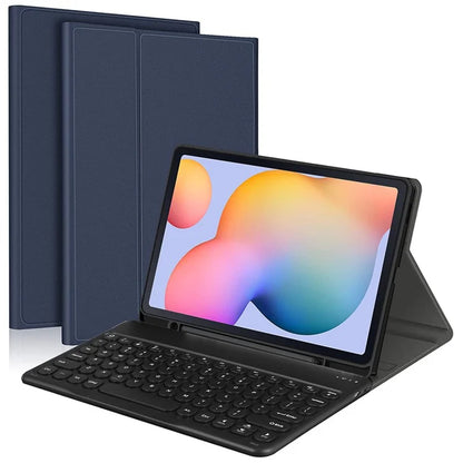 For Samsung Galaxy Tab S7+ / S7 FE / S8+ Detachable Bluetooth Keyboard Leather Cover with S Pen Holder