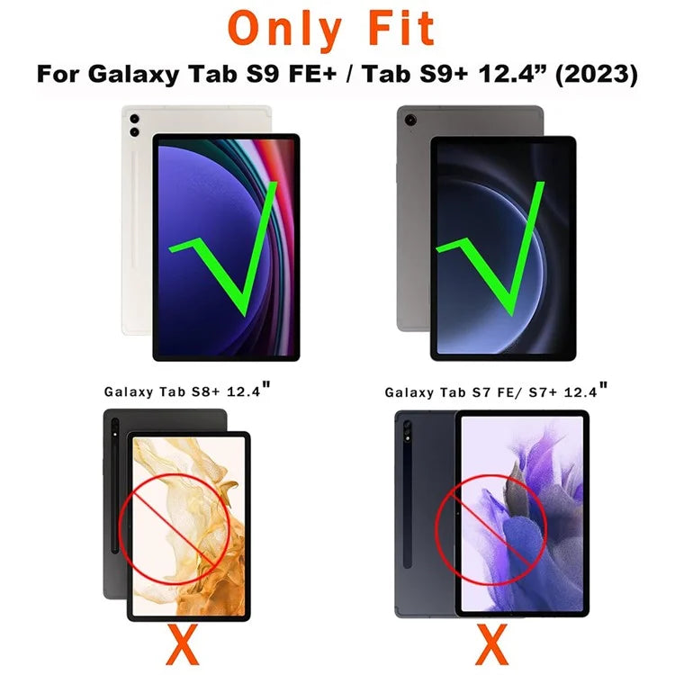 For Samsung Galaxy Tab S9 FE+ / S9+ Detachable Bluetooth Keyboard Leather Cover with S Pen Holder