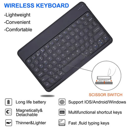 For Samsung Galaxy Tab S9 FE+ / S9+ Detachable Bluetooth Keyboard Leather Cover with S Pen Holder