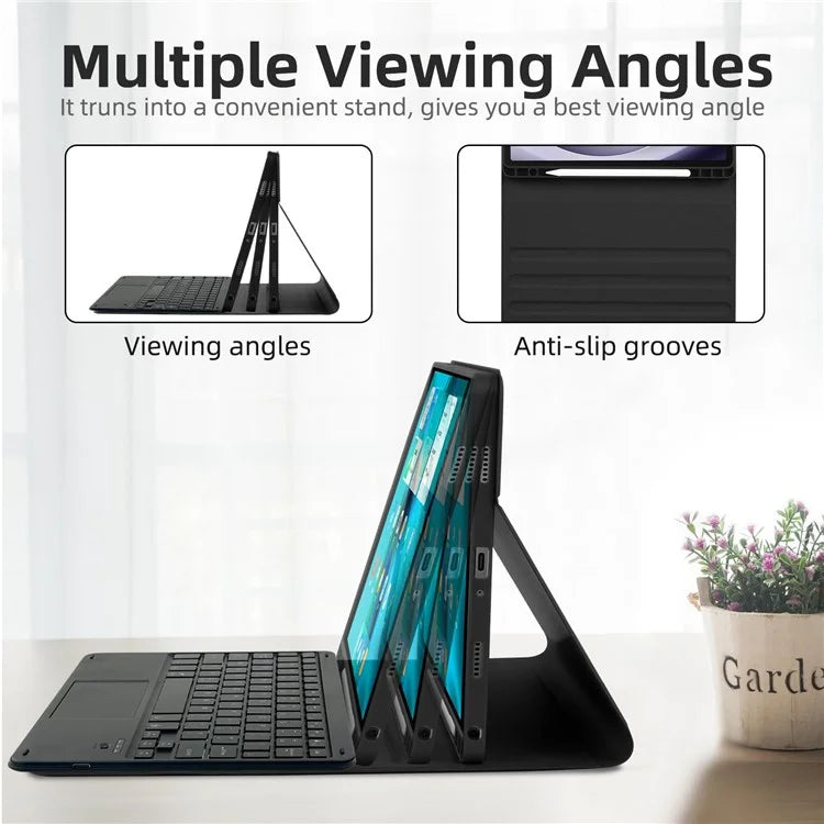 SK-205D For Samsung Galaxy Tab A8 10.5 (2022) Magnetic Detachable Bluetooth Keyboard Leather Case with RGB Backlit