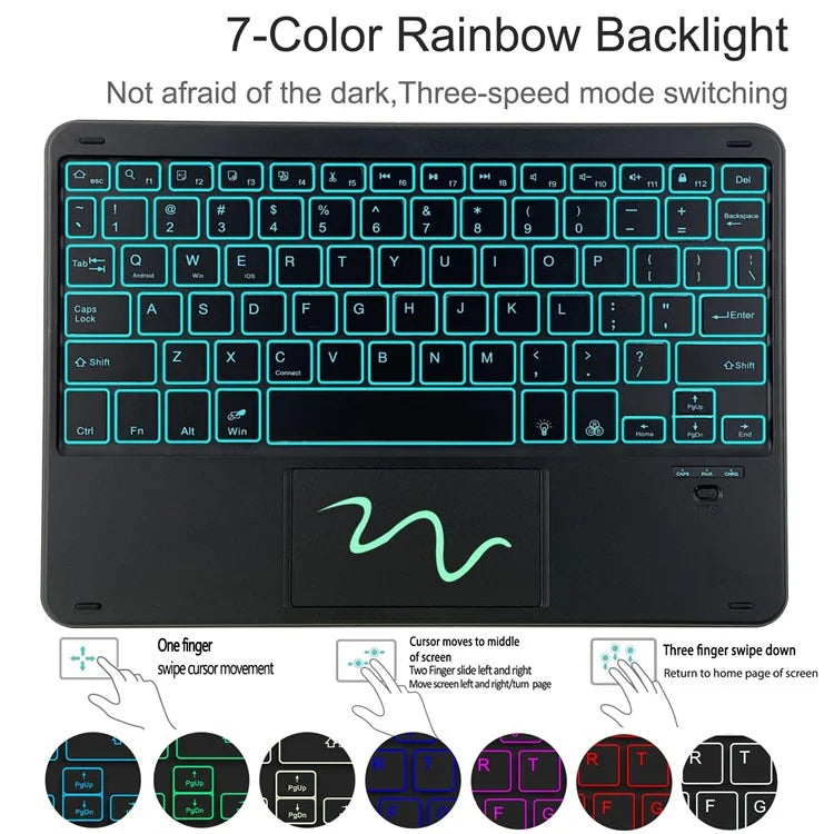 SK-205D For Samsung Galaxy Tab A8 10.5 (2022) Magnetic Detachable Bluetooth Keyboard Leather Case with RGB Backlit
