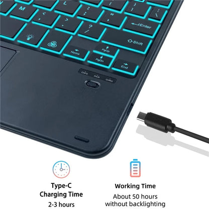 SK-205D For Samsung Galaxy Tab A8 10.5 (2022) Magnetic Detachable Bluetooth Keyboard Leather Case with RGB Backlit