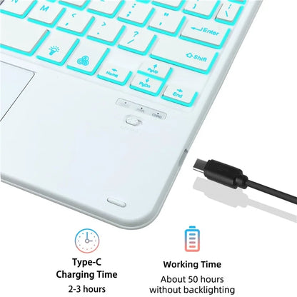 SK-205D For Samsung Galaxy Tab A8 10.5 (2022) Magnetic Detachable Bluetooth Keyboard Leather Case with RGB Backlit