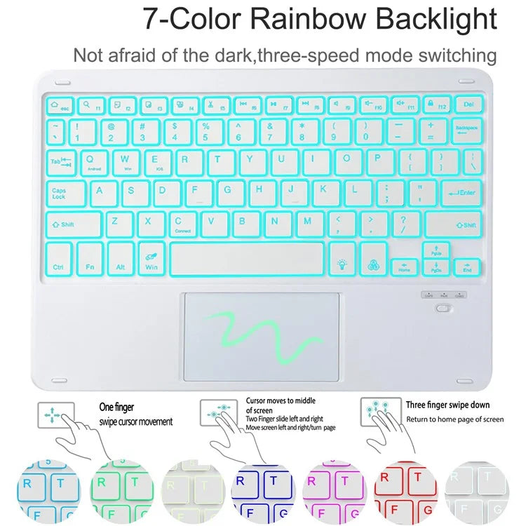 SK-205D For Samsung Galaxy Tab A8 10.5 (2022) Magnetic Detachable Bluetooth Keyboard Leather Case with RGB Backlit