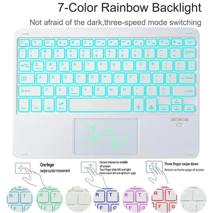 SK-205D For Samsung Galaxy Tab A8 10.5 (2022) Magnetic Detachable Bluetooth Keyboard Leather Case with RGB Backlit