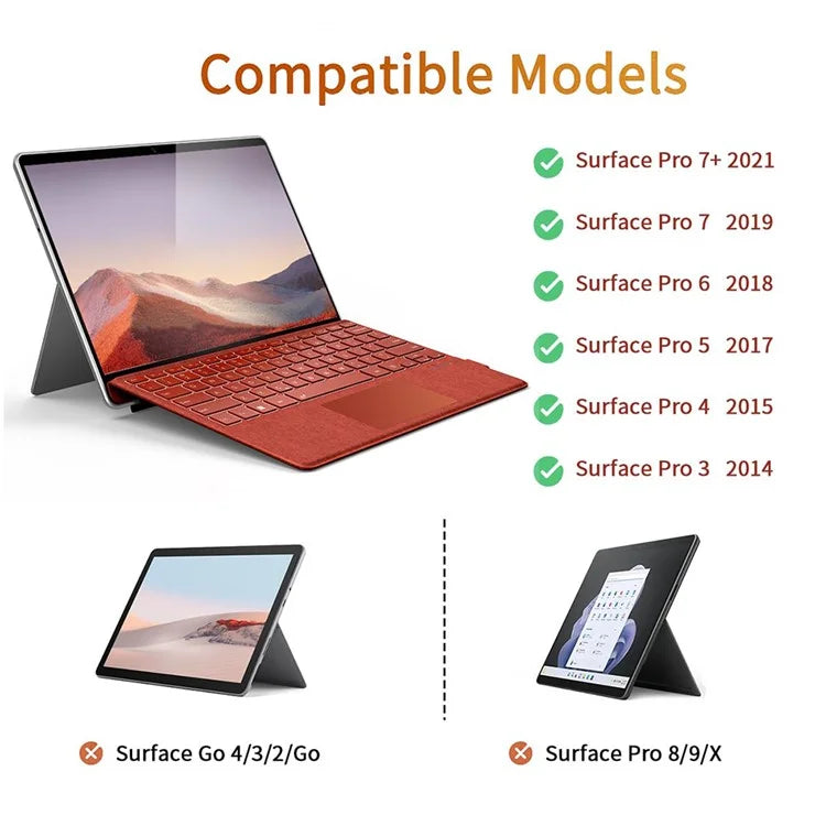 1089D For Microsoft Surface Pro 7+ / 7 / 6 / 5 / 4 / 3 Colorful Backlit Tablet Bluetooth Keyboard with Touchpad