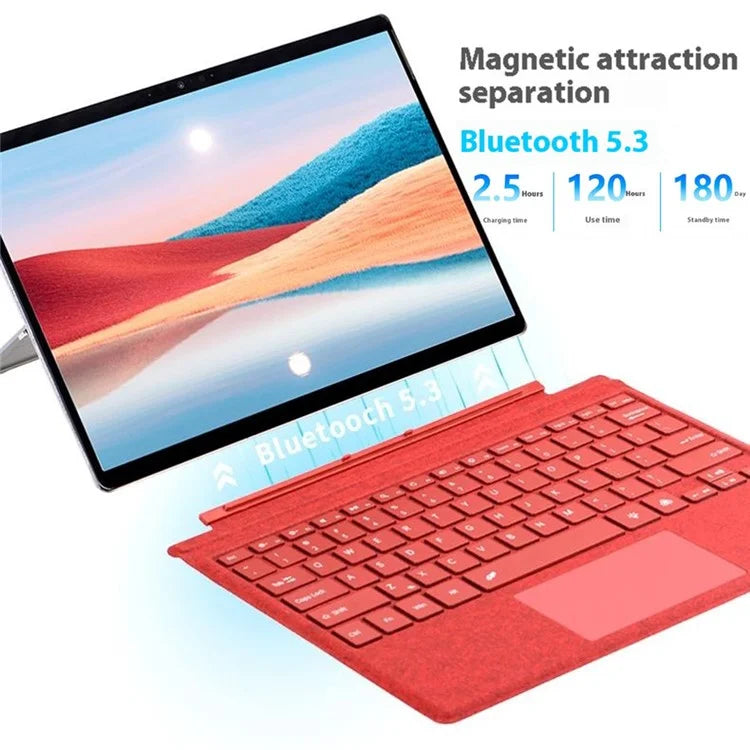 1089D For Microsoft Surface Pro 7+ / 7 / 6 / 5 / 4 / 3 Colorful Backlit Tablet Bluetooth Keyboard with Touchpad